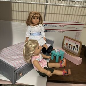 Starry Slumbers Platform Bed Furniture Accessory  18" Dolls tv stand bundle